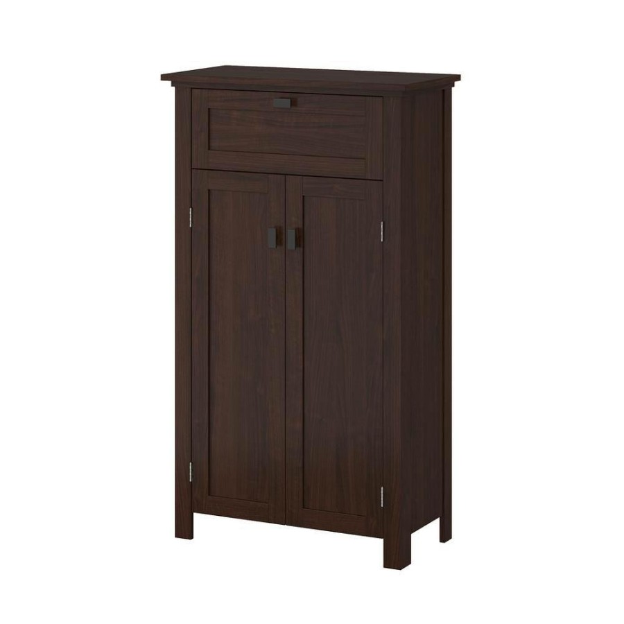 Linen Cabinets * | Riverridge Home Hayward 23.63 In. W X 7.88 D X 40.13 In. H Dark Woodgrain Freestanding Two-Door Linen Cabinet