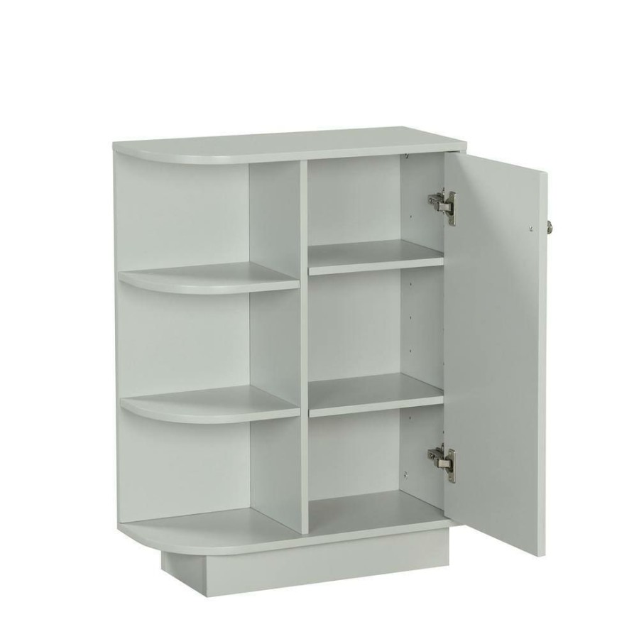 Linen Cabinets * | Aoibox 23.6 In. W X 9.7 In. D X 31.3 In. H Gray Open Style Shelf Cabinet Linen Cabinet With Adjustable Plates, Gray