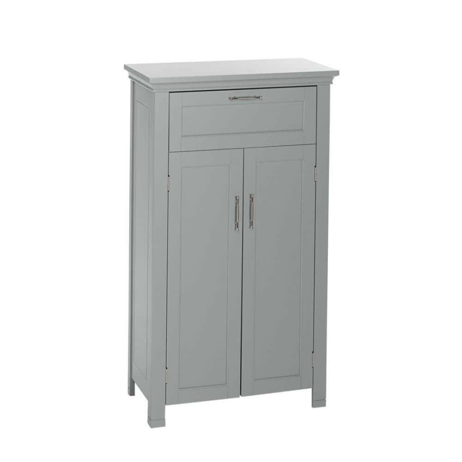 Linen Cabinets * | Riverridge Home Somerset Collection 23.6 In. W X 40.12 In. H X 12 In. D 2-Door Floor Cabinet In Gray