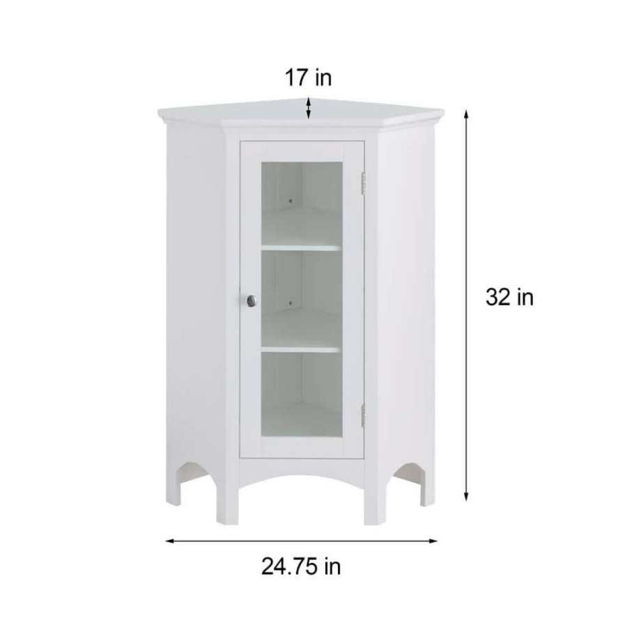 Linen Cabinets * | Teamson Home Wilshire 27-7/8 In. W X 32 In. H X 16-1/8 In. D Corner Bathroom Linen Storage Floor Cabinet In White