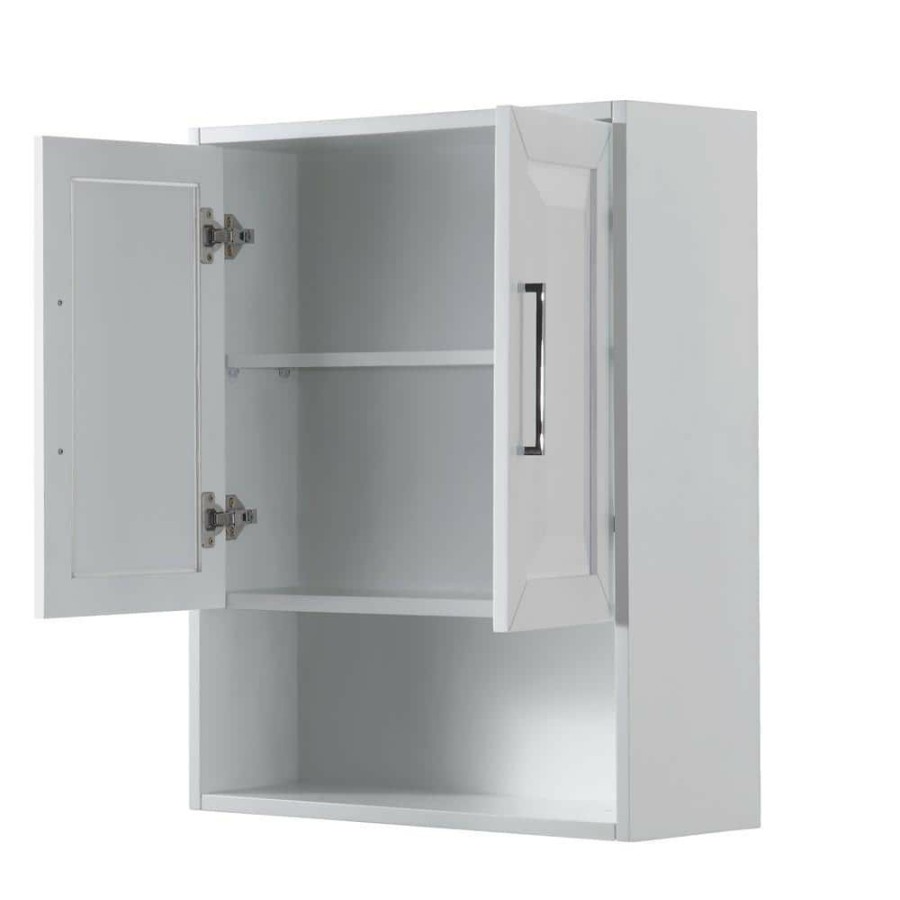 Bathroom Wall Cabinets * | Wyndham Collection Daria 25 In. W X 30 In. H X 9 In. D Bathroom Storage Wall Cabinet In White