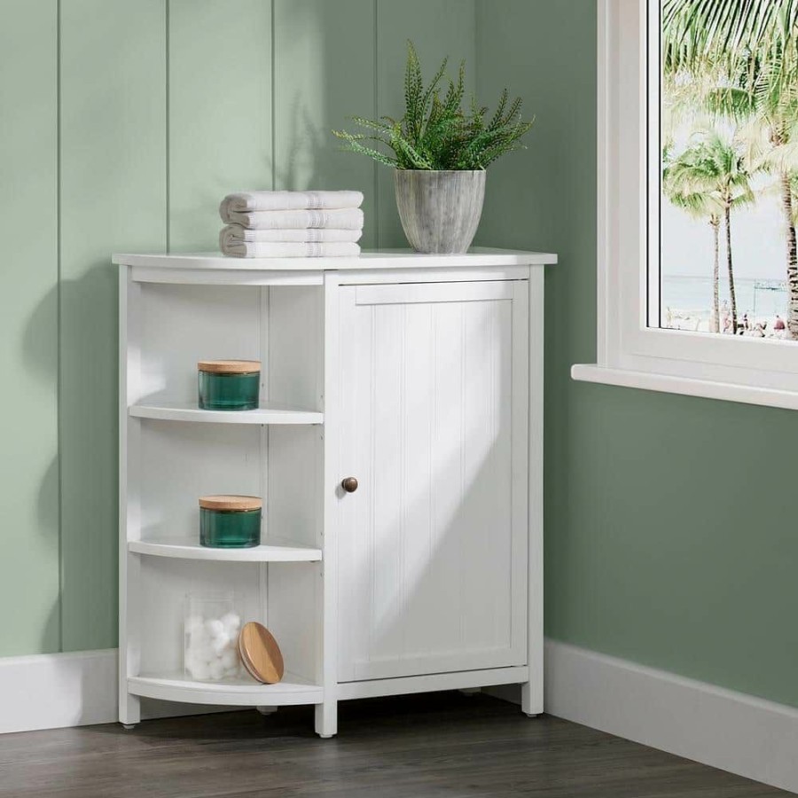 Linen Cabinets * | Alaterre Furniture Dover 27 In. W X 28 In. D X 10 In. H Free Standing Linen Cabinet With Shelving In White