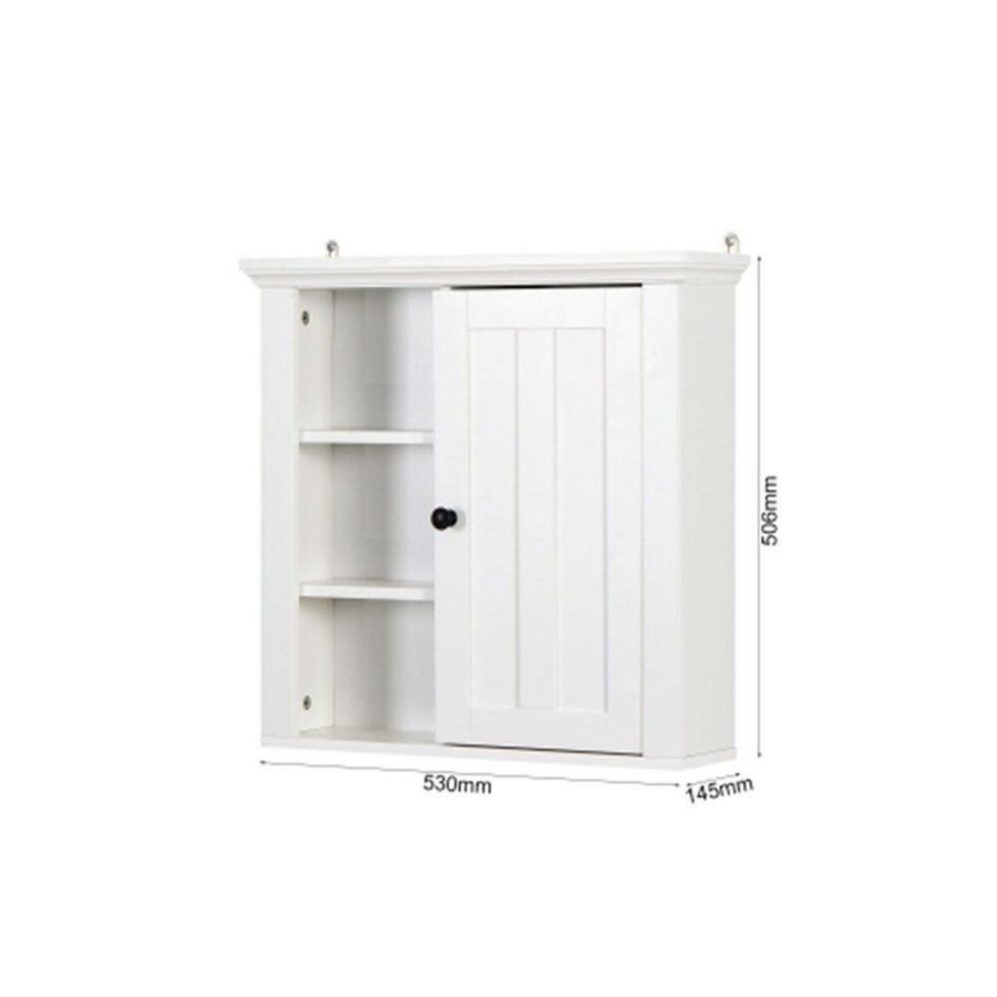 Bathroom Wall Cabinets * | Unbranded 20.86 In. W X 5.71 In. D X 20.00 In. H White Mdf Bathroom Storage Wall Cabinet In White