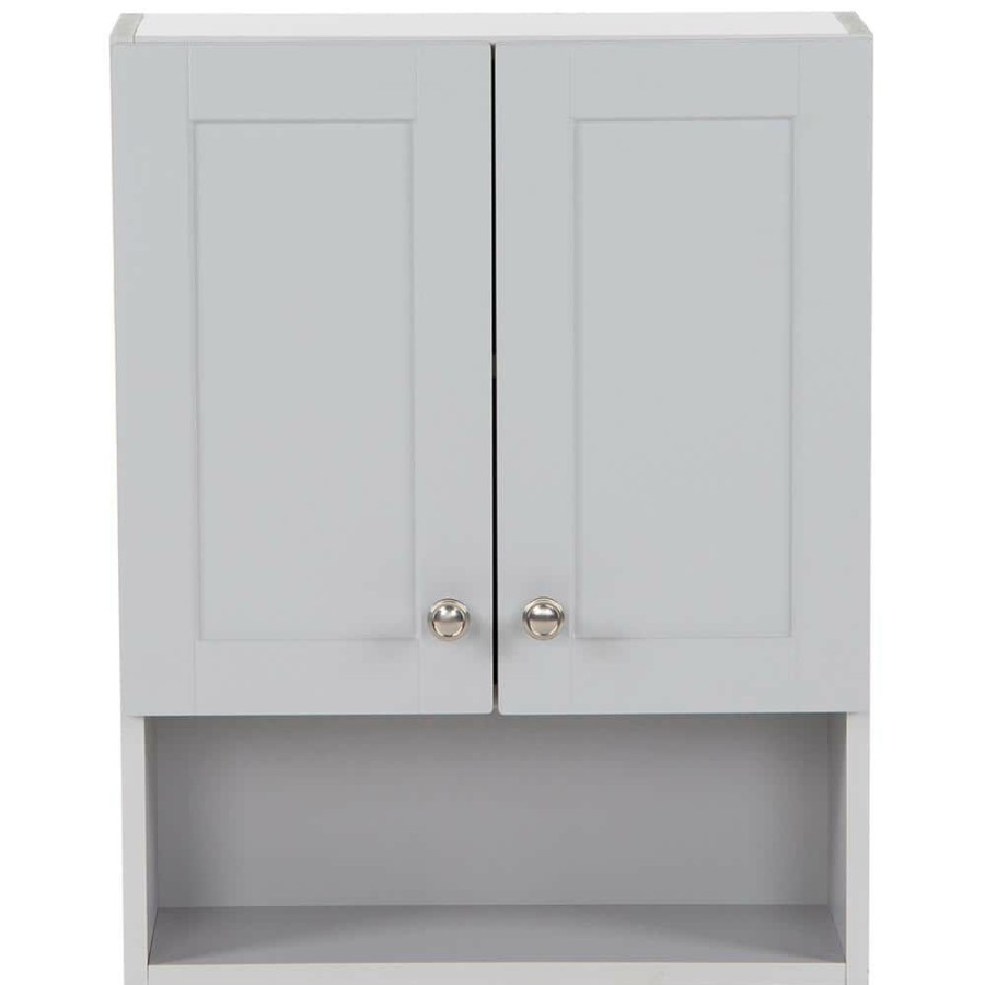 Bathroom Wall Cabinets * | Glacier Bay Lancaster 20.5 In. W Over The John Wall Cabinet In Pearl Gray