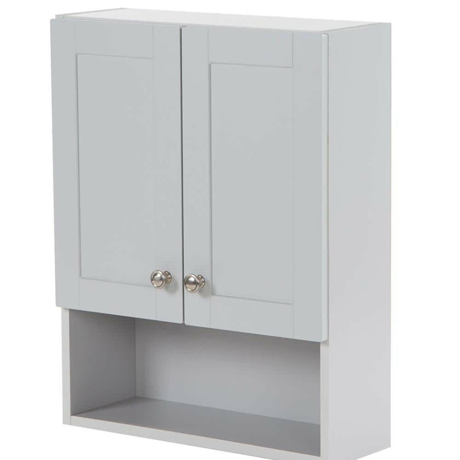 Bathroom Wall Cabinets * | Glacier Bay Lancaster 20.5 In. W Over The John Wall Cabinet In Pearl Gray