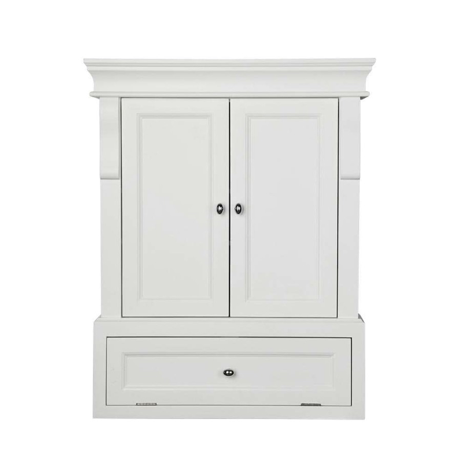 Bathroom Wall Cabinets * | Home Decorators Collection Naples 26-1/2 In. W X 32-3/4 In. H X 8 In. D Bathroom Storage Wall Cabinet In White