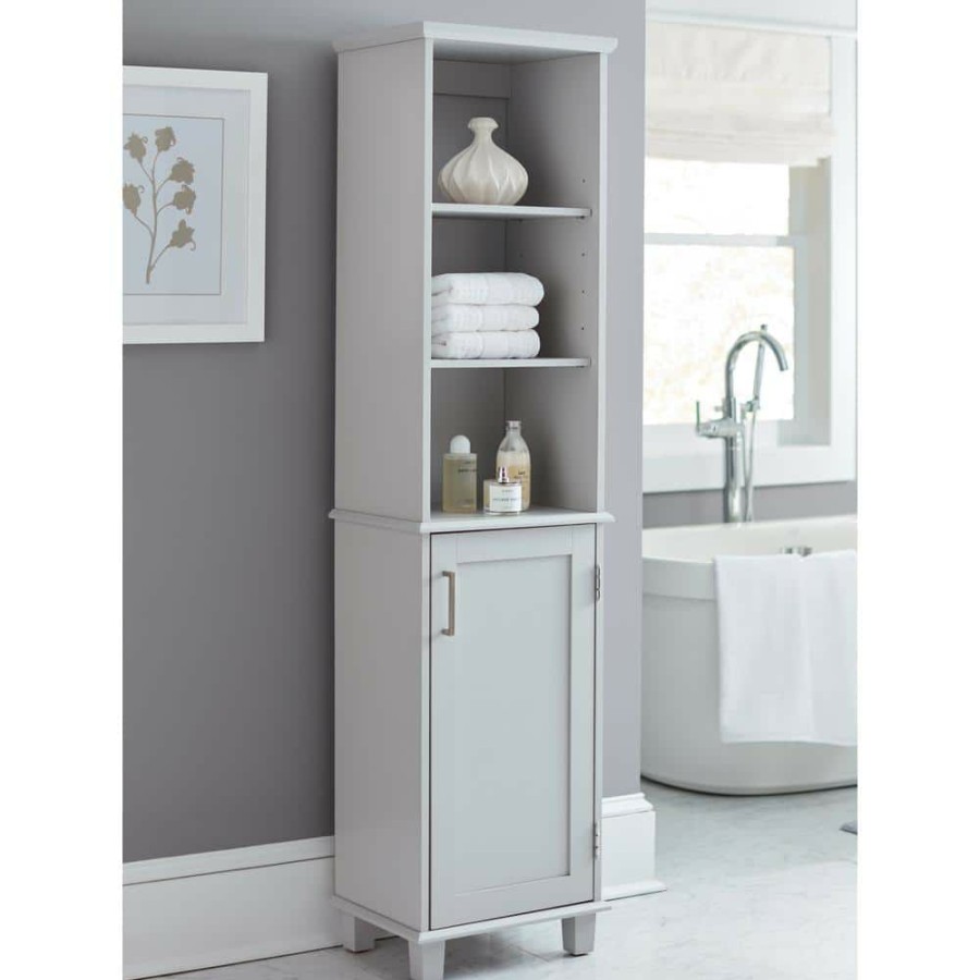 Linen Cabinets * | Glacier Bay Shaker Style 16 In. W X 12 In. D X 62.25 In. H Linen Cabinet In Dove Gray