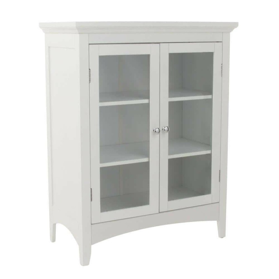 Linen Cabinets * | Teamson Home Wilshire 26 In. W X 32 In. H X 13 In. D 2-Door Bathroom Linen Storage Floor Cabinet In White