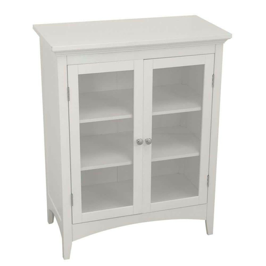 Linen Cabinets * | Teamson Home Wilshire 26 In. W X 32 In. H X 13 In. D 2-Door Bathroom Linen Storage Floor Cabinet In White