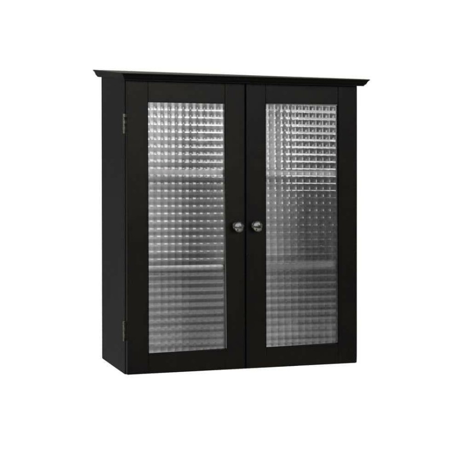 Bathroom Wall Cabinets * | Teamson Home Cape Cod 22-1/2 In. W X 25 In. H X 8 In. D Bathroom Storage Wall Cabinet With Two Glass Doors In Espresso