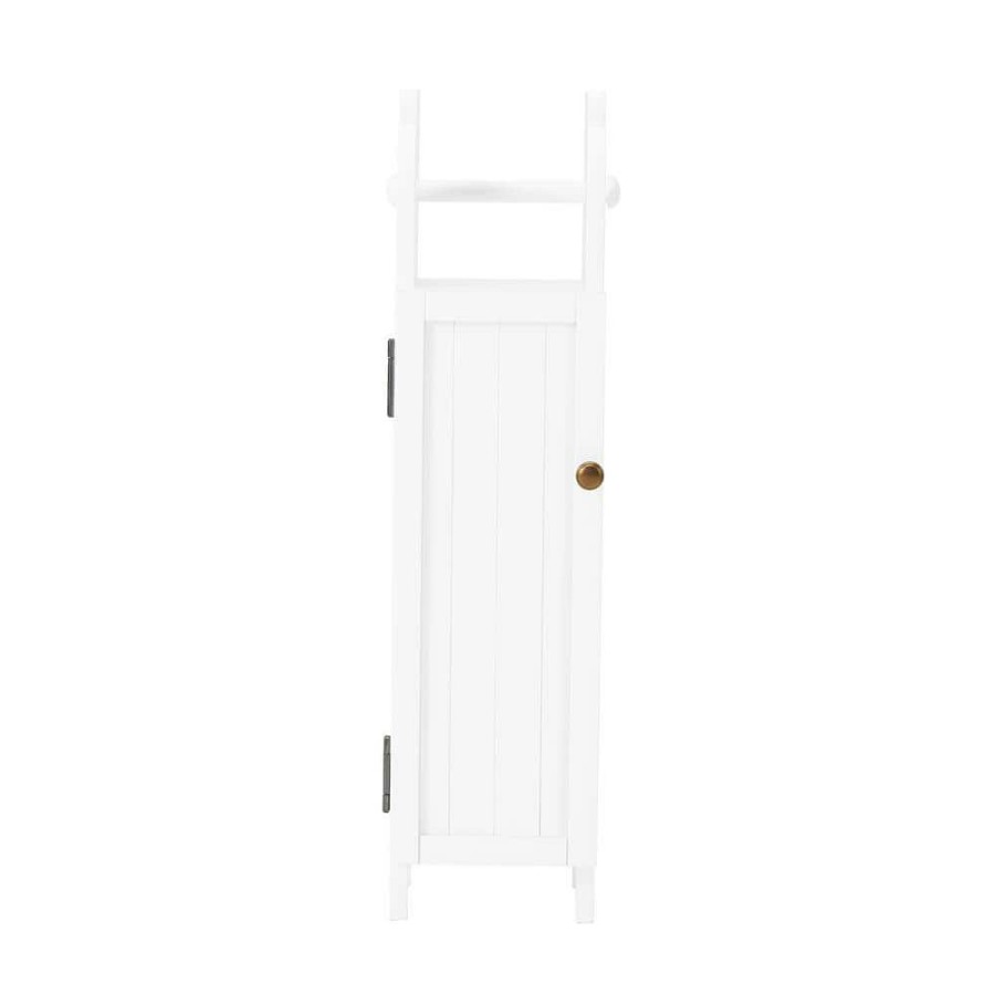 Linen Cabinets * | Alaterre Furniture Dover 7 In. W X 7 In. D X 28 In. H Free-Standing Linen Cabinet With Toilet Paper Dispenser In White