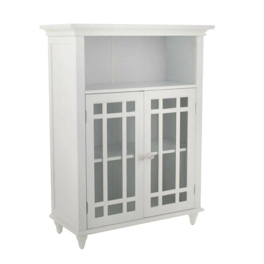 Linen Cabinets * | Teamson Home Albion 26-1/2 In. W X 34 In. H X 12 In. D 2-Door Bathroom Linen Storage Floor Cabinet In White