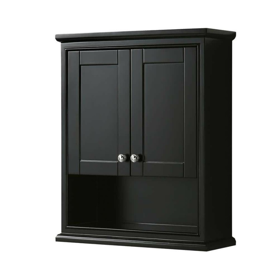 Bathroom Wall Cabinets * | Wyndham Collection Deborah 25 In. W X 30 In. H X 9 In. D Bathroom Storage Wall Cabinet In Dark Espresso