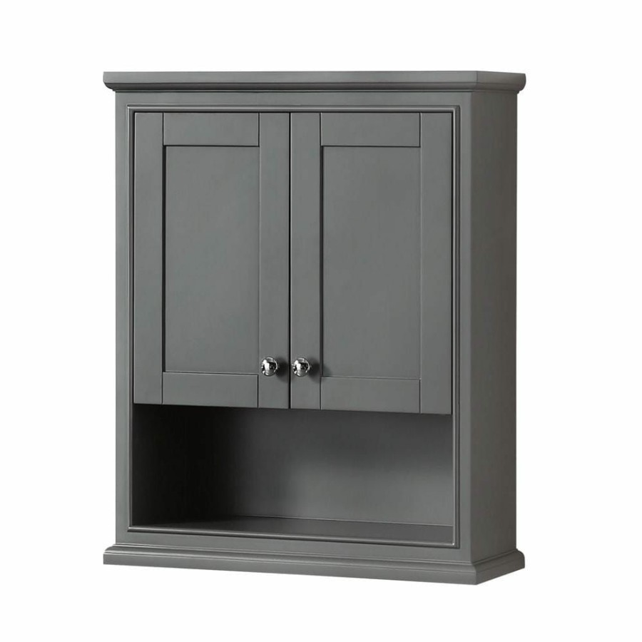 Bathroom Wall Cabinets * | Wyndham Collection Deborah 25 In. W X 30 In. H X 9 In. D Bathroom Storage Wall Cabinet In Dark Gray