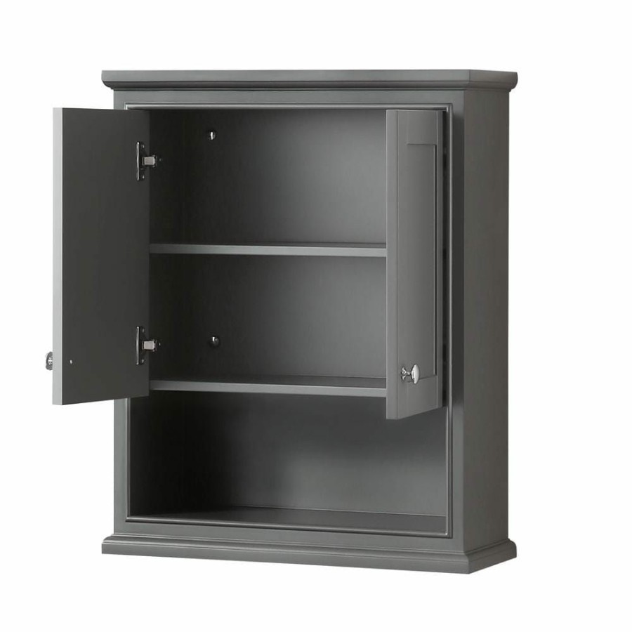 Bathroom Wall Cabinets * | Wyndham Collection Deborah 25 In. W X 30 In. H X 9 In. D Bathroom Storage Wall Cabinet In Dark Gray